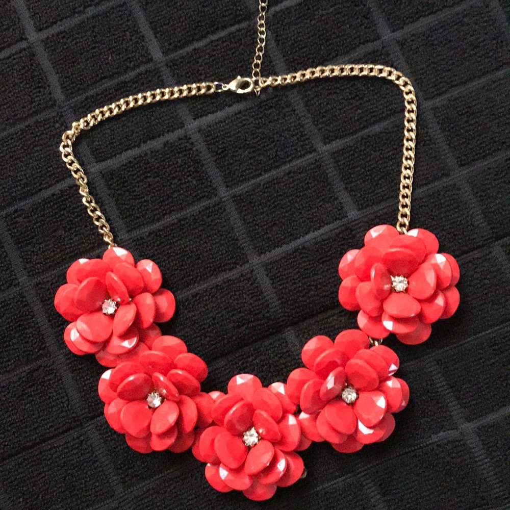 Rose w/ Rhinestone Statement Necklace